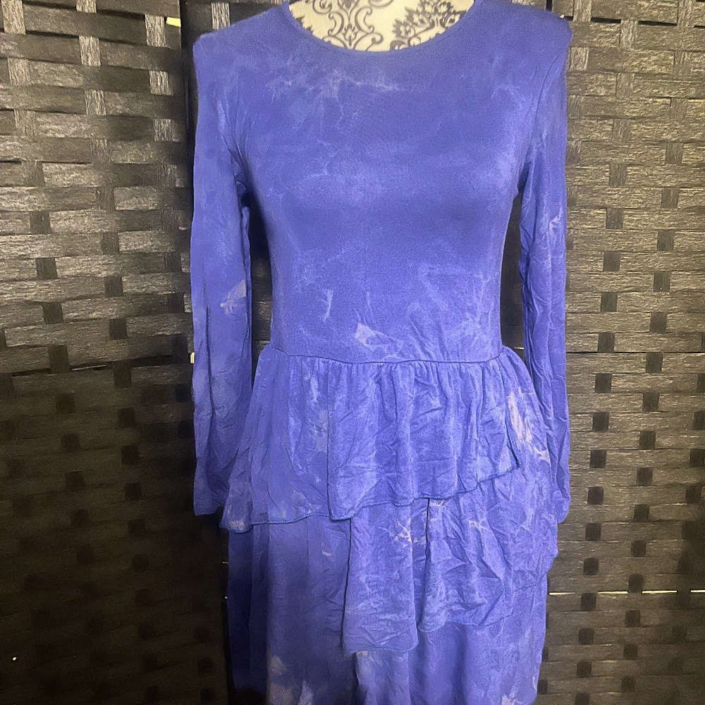 Frenchie Blue Ruffle Dress – Size 14